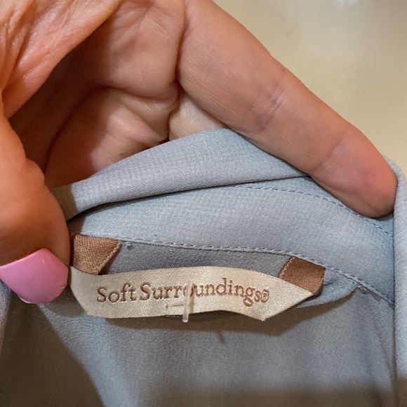 Soft Surroundings Blue Sheer Lace Long Sleeve Tie Belted Maxi Embroidered Dress - Picture 7 of 8